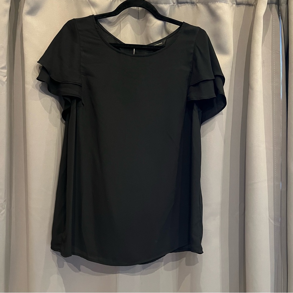 Black Ruffle Sleeve Women’s Top